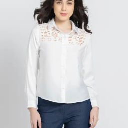 SHAYE White Self Design Shirt-picture-3