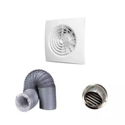 Astberg 150 mm (6 inch) Fan 2.7 m Duct Length Polyvinyl Chloride White & Grey Flexible Duct, Cowl & Exaust Fan, AURA 6C-picture-8