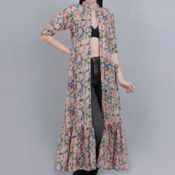 mod & shy Peach Printed Long Shrug-picture-29