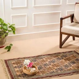 Fabindia Mughal Kalamkari Multicolor Cotton Blend Printed Dhurrie-36