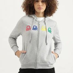 United Colors of Benetton Grey Solid Hoodie-image-49