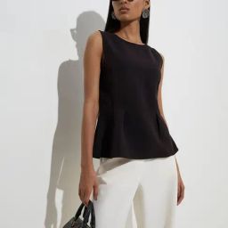 Wardrobe by Westside Black Solid Peplum Top-43