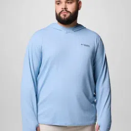 Columbia Blue Regular Fit Sports Hoodie-image-57