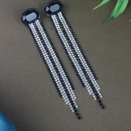 KPOP Silver-Plated Contemporary Rhinestone Studded Drop Earrings-image-16