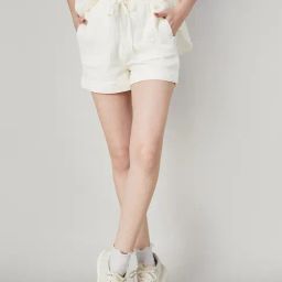 Ginger by Lifestyle Off-White Cotton High Rise Shorts-image-51