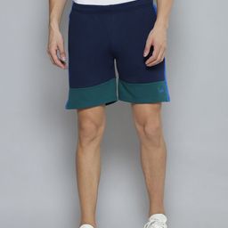 Alcis Men Navy Blue & Green Colourblocked Slim Fit Training or Gym Sports Shorts-image-80