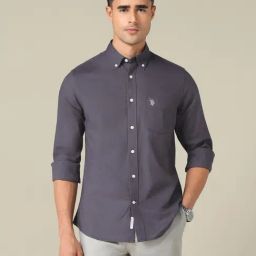 U.S. Polo Assn. Grey Cotton Regular Fit Shirt-picture-33