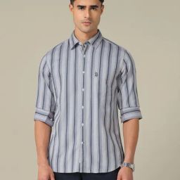 U.S. Polo Assn. Purple Cotton Regular Fit Striped Shirt-picture-25