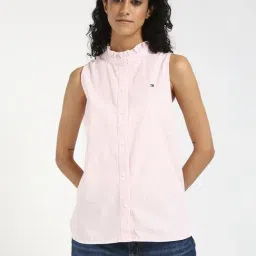 TOMMY HILFIGER Pink Cotton Stripes Sleeveless Shirt-picture-46