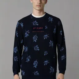 Louis Philippe Navy Cotton Regular Fit Printed Sweatshirt-picture-43
