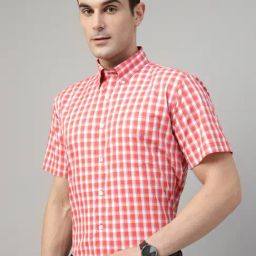 Hancock Red Slim Fit Checked Shirt-image-82