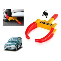Auto Pearl Adjustable Anti Theft Yellow, Red Wheel Clamp Lock Compatible with ICML Rhino RX DLX-image-7