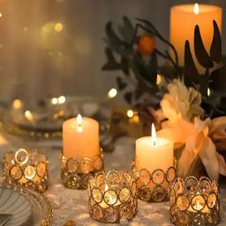 Homesake Gold Metal & Crystal Tealight Holders - Set of 10-picture-33