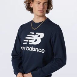 New Balance Navy Comfort Fit Logo Print Cotton Sweatshirt-image-98