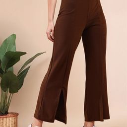 Mast & Harbour Women Flared High-Rise Easy Wash Trousers-image-63