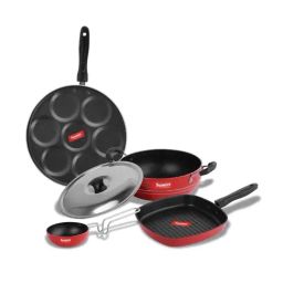 Sumeet Elegant Design Red Aluminium Cookware Set-17