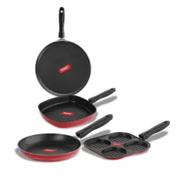 Sumeet Elegant Design Red Aluminium Cookware Set-picture-7