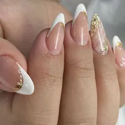 GLOW CUPID Set Of 24 Glossy Finish Reusable Press On Nails - Golden-Veil-0