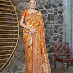 SAREETHNIC Woven Design Zari Pure Silk Banarasi Saree-25