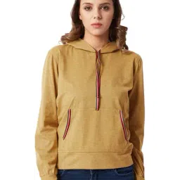 Miss Chase Mustard Cotton Hoodie-46