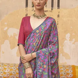 Anouk Silk Blend Block Print Saree image 3