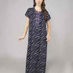 evolove Women Abstract Printed Maxi Nightdress-image-72