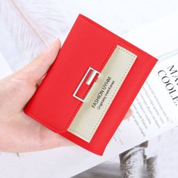 mezon Korean Imported Tri Fold Wallet Women's Foldable Wallet Women's Mini Wallet Flip Top Card Wallet (Random Color) image 4