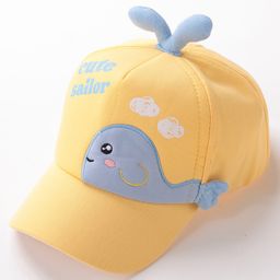 Babyhug Whale Embroidery With Text Print Cap - Yellow-image-59