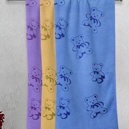 FABINALIV Kids Bath Towels Cotton Pack of 3 Cartoon- Multicolor-image-10