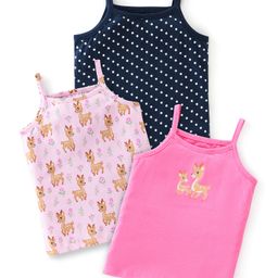 Babyhug 100% Cotton Slips With Deer Print Pack Of 3 - Pink & Navy Blue-image-47