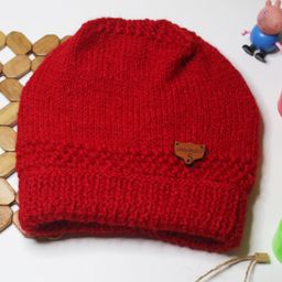 Shilpshakti Solid Handmade Woollen Bubble Cap - Red-image-13