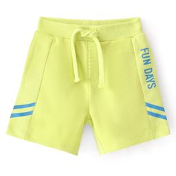 Babyhug Cotton Looper Knit Shorts Text Print - Lime-image-71
