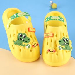Oh! Pair Back Strap Closure Slip On Clogs with Dino Applique - Yellow-picture-9