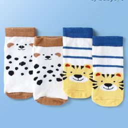 Babyoye Cotton Knit Animal Printed Socks Pack of 2 - Brown & Blue-picture-5