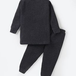 Bodycare Cotton Full Sleeves Solid Colour Thermal Vest& Pant Set- CharcoalGrey-image-19