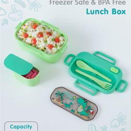 Freezer & Leak Proof Lunch Box with Dino Print - Green-image-51