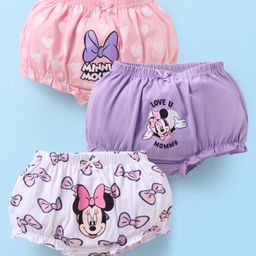 Babyhug Disney Single Jersey Knit Bloomers with Minnie Mouse Graphics Pack of 3 - Pink White & Lavender-image-33
