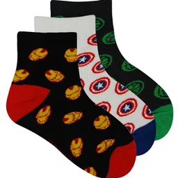 SOCKSXPRESS Cotton Pack Of 3 Marvel Avengers Featuring Characters Designed Antiskid Socks - Black White & Green-picture-10
