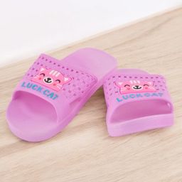 Yellow Bee Playful Kitty Designed Slippers - Purple-image-27