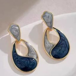 SZN Artificial Stones Studded Teardrop Shaped Korean Drop Earrings-1