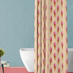 ArtzFolio Beige & Pink Printed Waterproof Shower Curtain-12