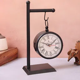 EXIM DECOR Black & White Vintage Table Clock-picture-5