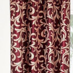 Lunar Days Maroon & Beige Printed Room Darkening Window Curtain-42