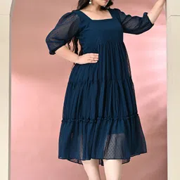 PrettyPlus by Desinoor.com Plus Size Georgette A-Line Midi Dress image 4