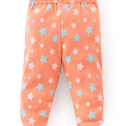 Babyhug Interlock Booties Pant Striped & Elephant Print Pack of 3 - Orange & Blue image 3