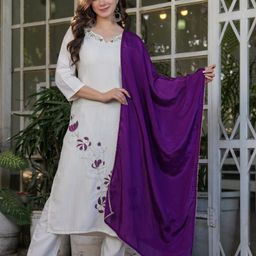 Moda Rapido Floral Embroidered Thread Work Straight Kurta With Trousers And Dupatta-image-9