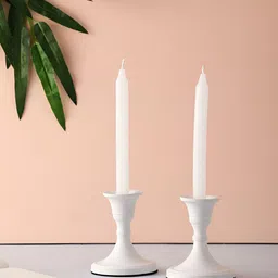 VoiDrop White 2 Pieces Textured Aluminium Candle Holders-17