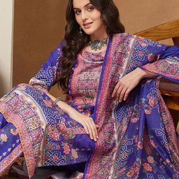 Janasya Women Floral Printed Kurta with Trouser & Dupatta-picture-20