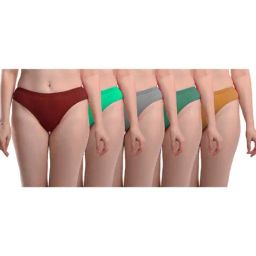 AROUSY Grey & Green Cotton Bikini Panties - Pack Of 5-image-85