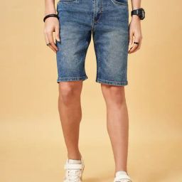 SF Jeans by Pantaloons Blue Cotton Regular Fit Denim Shorts-picture-13